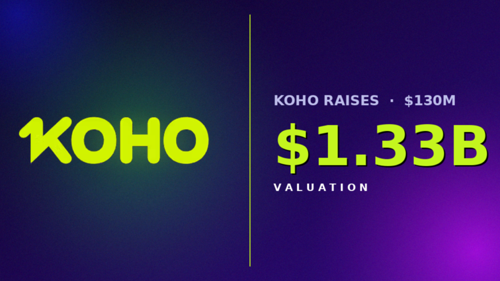 KOHO funding announcement and fintech growth graphic